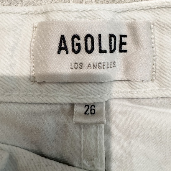 Agolde Parker Long Relaxed White Jean Shorts - Picture 3 of 5